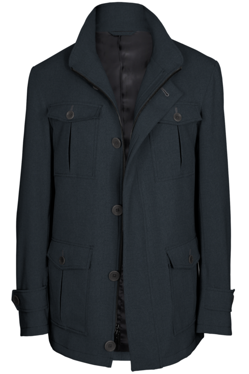 Bankers Grey Solid Five Button Field Jacket