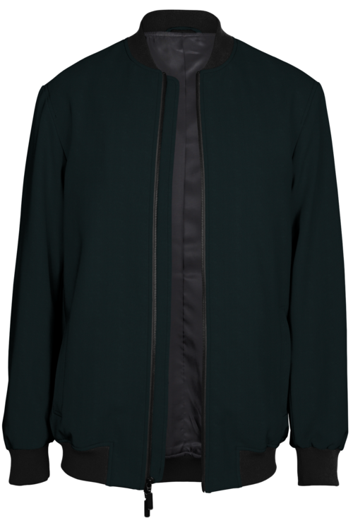 Black Herringbone Bomber Jacket