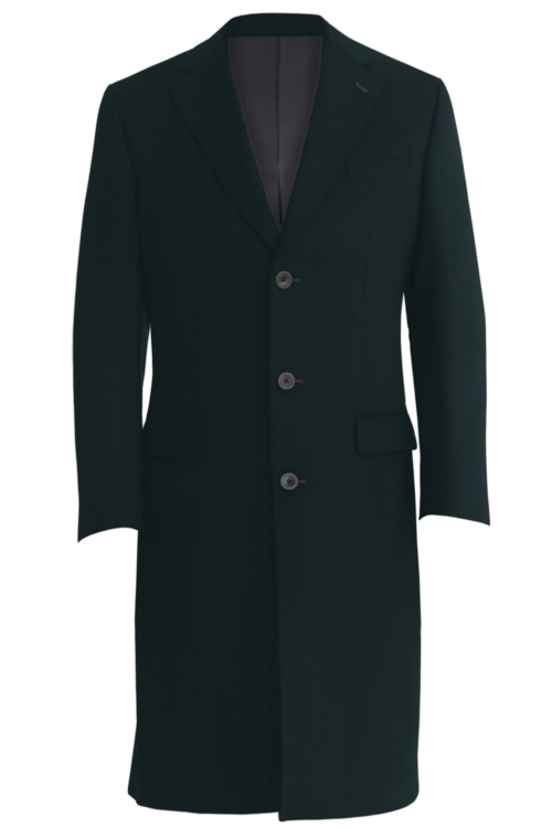 Black Herringbone Three Button Topcoat