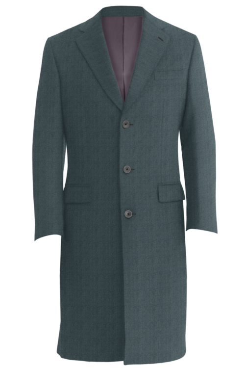 Black White Herringbone Three Button Topcoat