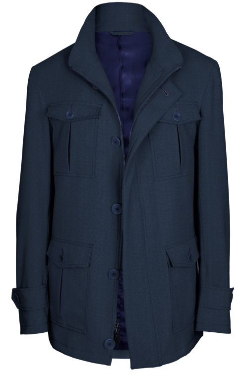 Blue Birdseye Five Button Field Jacket