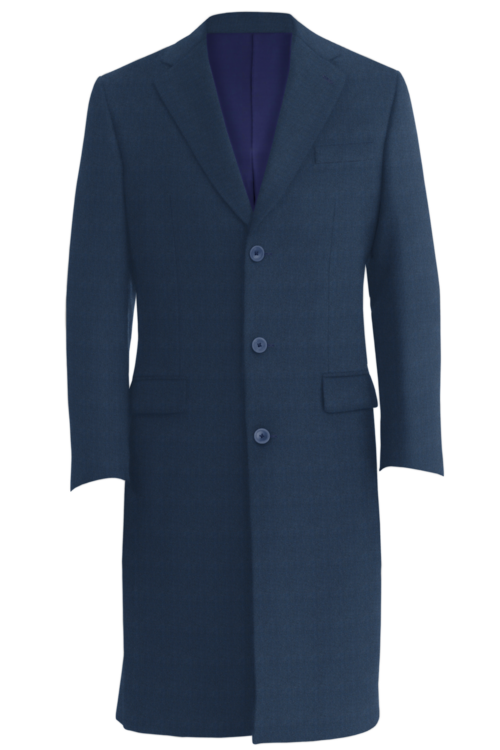 Blue Herringbone Three Button Topcoat