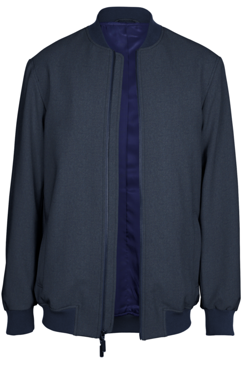 Blue Melange Bomber Jacket