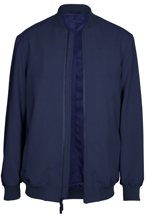 Blue Solid Bomber Jacket