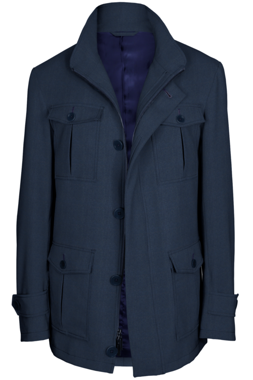 Blue Twill Five Button Field Jacket