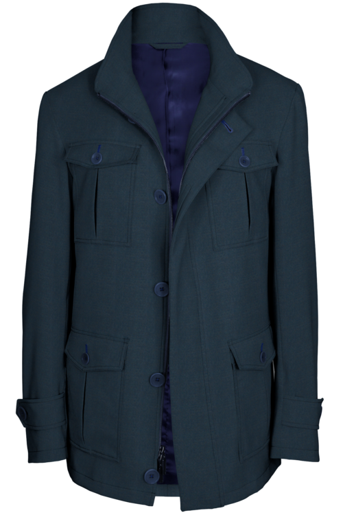 Blue Twill Five Button Field Jacket