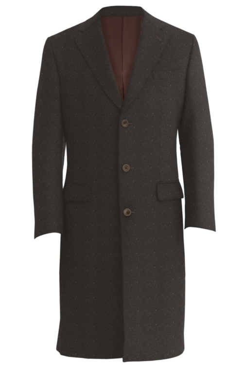 Brown Donegal Three Button Topcoat