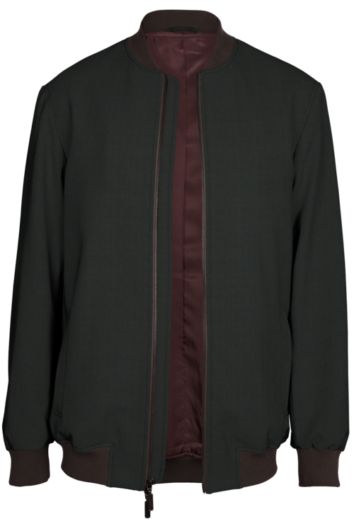 Brown Herringbone Bomber Jacket