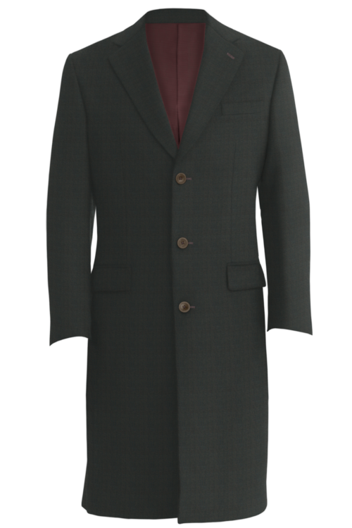 Brown Herringbone Three Button Topcoat