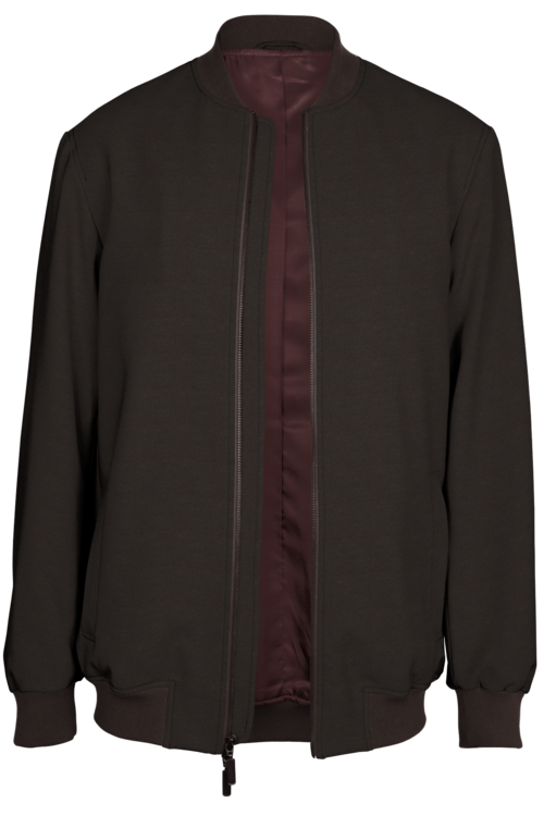 Brown Solid Bomber Jacket
