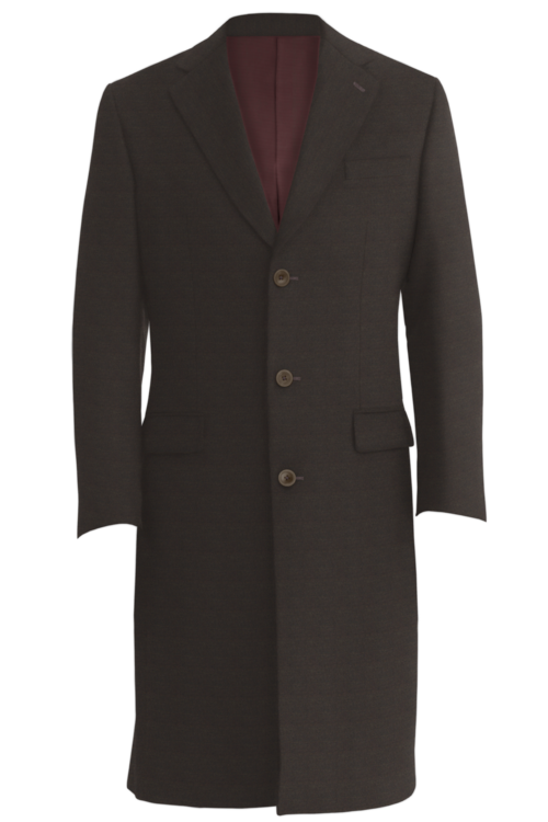 Brown Solid Three Button Topcoat
