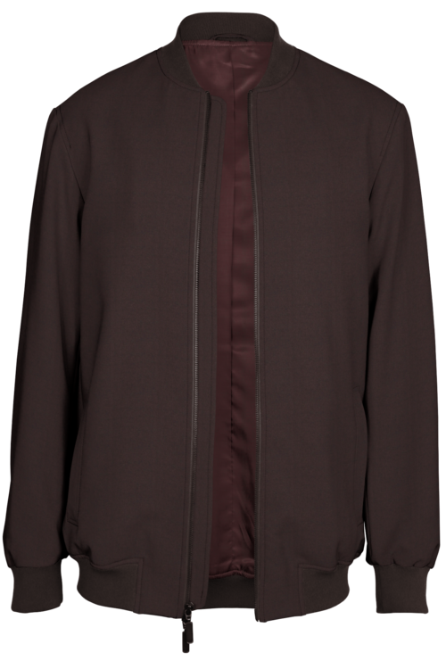 Brown Solid Bomber Jacket