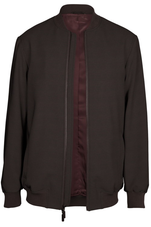 Brown Twill Bomber Jacket