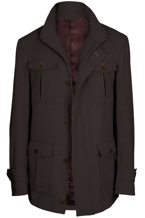 Brown Twill Five Button Field Jacket