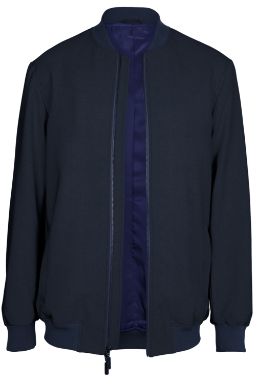 Charcoal Blue Solid Bomber Jacket