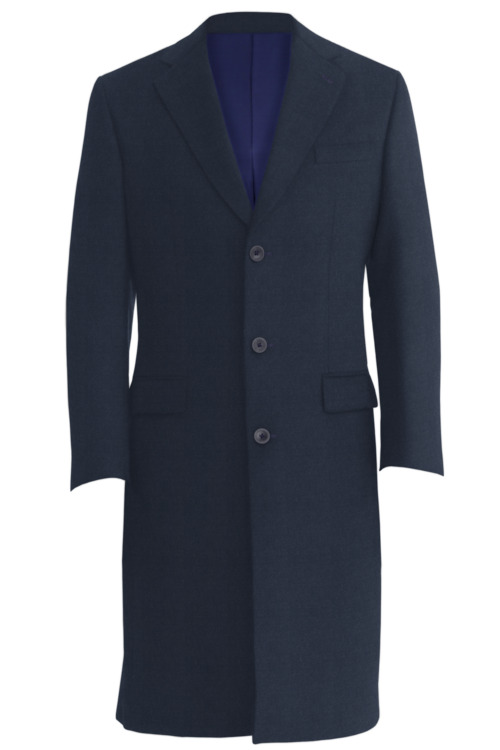 Charcoal Blue Solid Three Button Topcoat