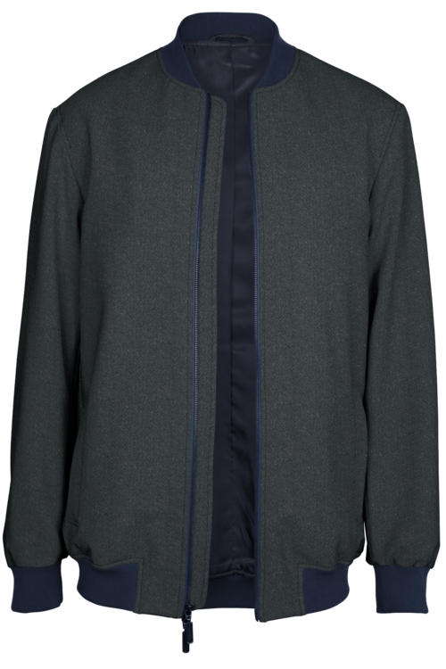 Charcoal Blue Twill Bomber Jacket