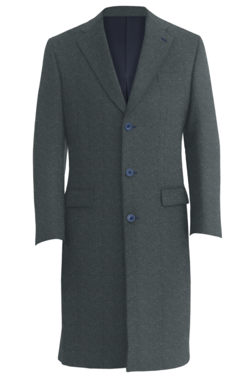 Charcoal Blue Twill Three Button Topcoat