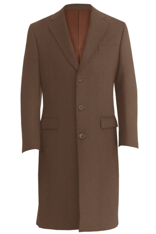 Chestnut Solid Three Button Topcoat