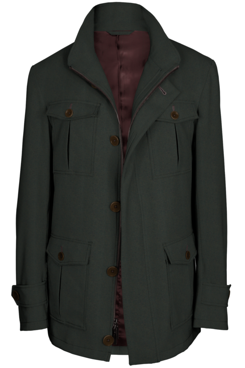 Chocolate Twill Five Button Field Jacket