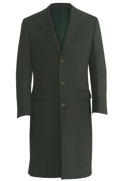 Dark Olive Twill Three Button Topcoat