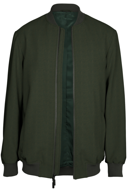 Dark Olive Twill Bomber Jacket