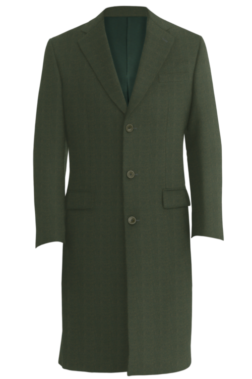 Dark Olive Twill Three Button Topcoat