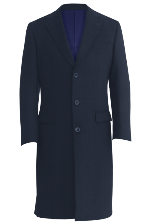 Deep Navy Solid Three Button Topcoat