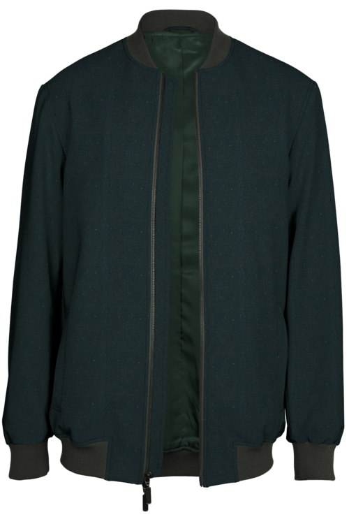 Green Slub Donegal Bomber Jacket