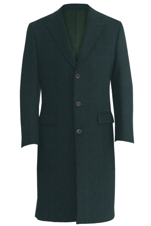 Green Slub Donegal Three Button Topcoat