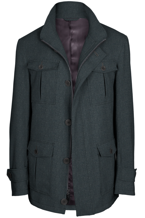Grey Donegal Five Button Field Jacket