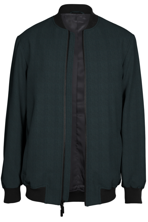 Grey Herringbone Bomber Jacket