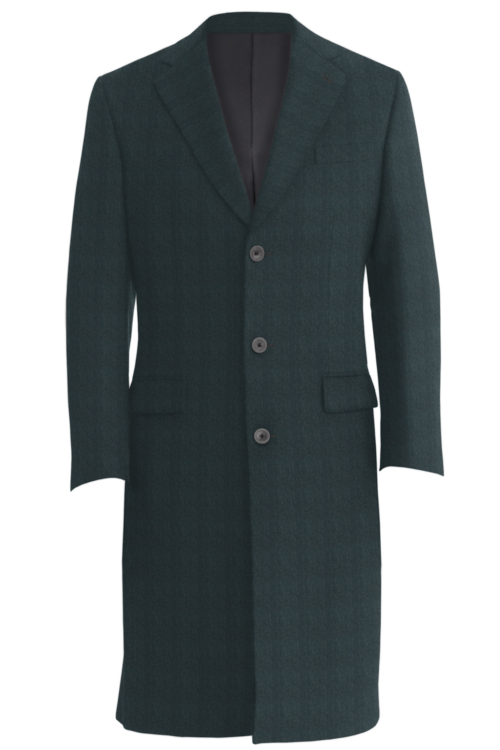 Grey Herringbone Three Button Topcoat