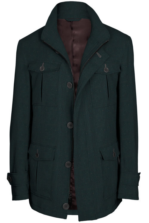 Grey Slub Donegal Five Button Field Jacket