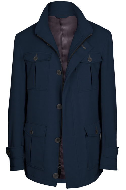 Grey Twill Five Button Field Jacket