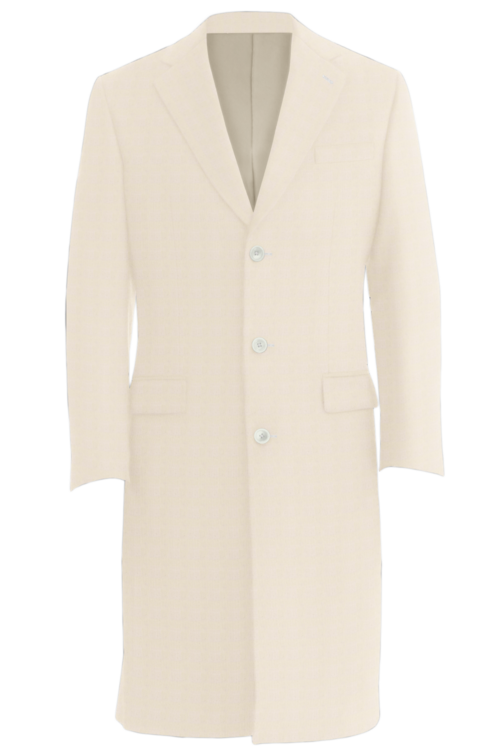Ivory Solid Three Button Topcoat