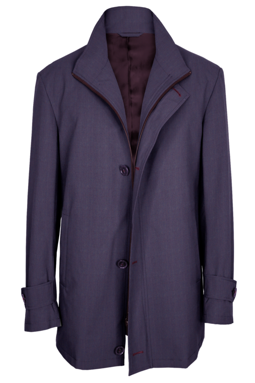 Lavender Herringbone Four Button Zippered Car Coat