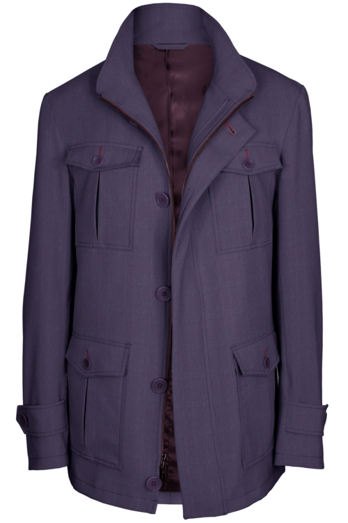 Lavender Herringbone Five Button Field Jacket
