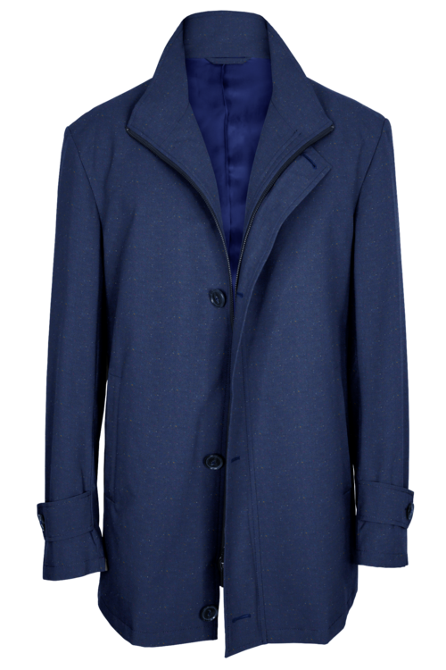 Light Blue Donegal Four Button Zippered Car Coat