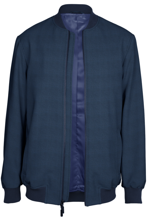 Light Blue Herringbone Bomber Jacket