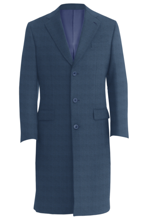 Light Blue Herringbone Three Button Topcoat