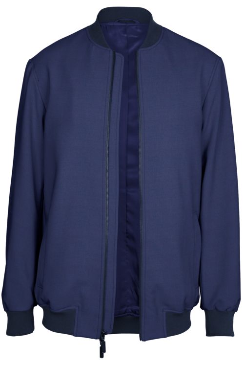 Light Blue Solid Bomber Jacket