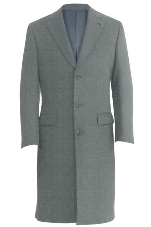 Light Grey Solid Three Button Topcoat