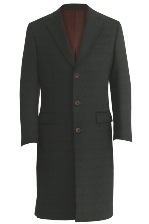 Mahogany Twill Three Button Topcoat