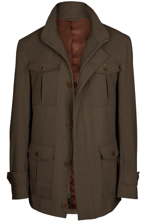 Mocha Donegal Five Button Field Jacket