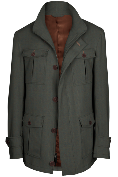 Moss Twill Five Button Field Jacket
