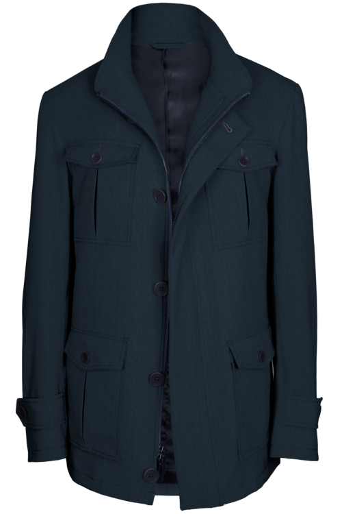 Navy Birdseye Five Button Field Jacket