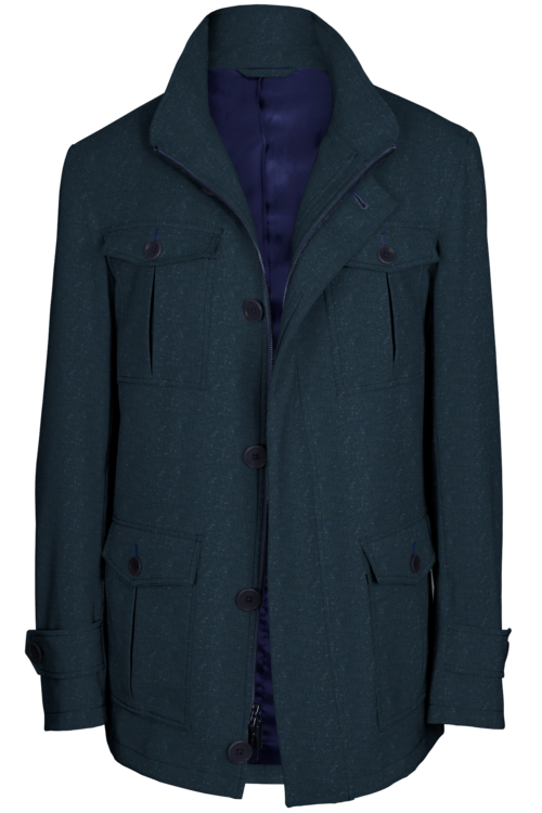 Navy Donegal Five Button Field Jacket