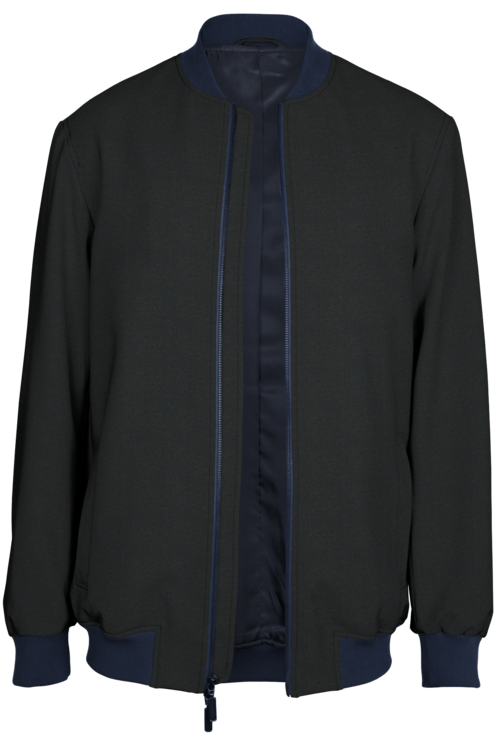 Navy Tweed Bomber Jacket