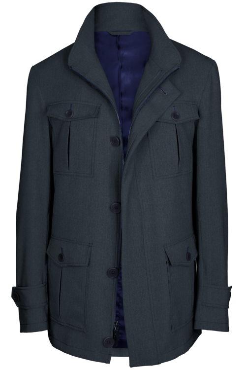 Navy Twill Five Button Field Jacket
